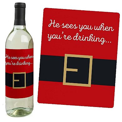 Big Dot Of Happiness Funny Jolly Santa Claus Christmas Party Wine Bottle Label Stickers 4 Ct
