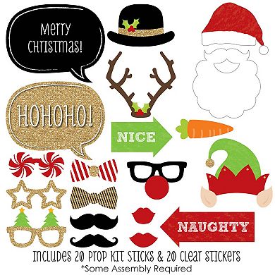 Big Dot Of Happiness Christmas Party - Photo Booth Props Kit - 20 Count