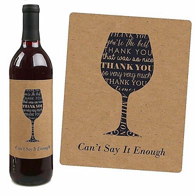 Big Dot Of Happiness Thank You - Thank You Gift - Wine Bottle Label Stickers 4 Ct