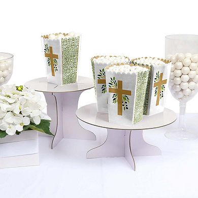 Big Dot Of Happiness Elegant Cross - Religious Party Favor Popcorn Treat Boxes - Set Of 12