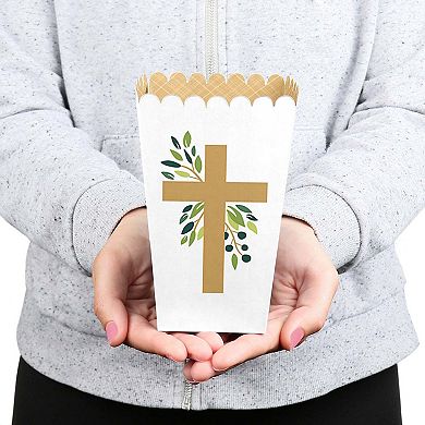Big Dot Of Happiness Elegant Cross - Religious Party Favor Popcorn Treat Boxes - Set Of 12