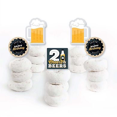 Big Dot Of Happiness Cheers & Beers To 21 Years - Dessert Cupcake Toppers - Treat Picks 24 Ct