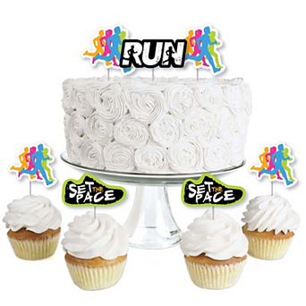 Big Dot Of Happiness Set The Pace Running - Cupcake Toppers Party Clear Treat Picks - 24 ct