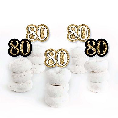 Big Dot Of Happiness Adult 80th Birthday Gold Dessert Cupcake Toppers Clear Treat Picks 24 Ct