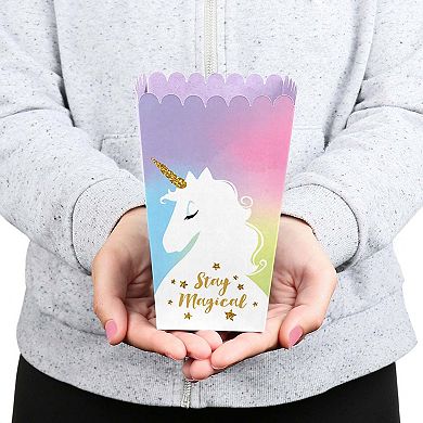 Big Dot Of Happiness Stay Magical Rainbow Unicorn - Party Favor Popcorn Treat Boxes - 12 Ct