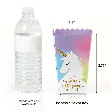 Big Dot Of Happiness Stay Magical Rainbow Unicorn - Party Favor Popcorn Treat Boxes - 12 Ct