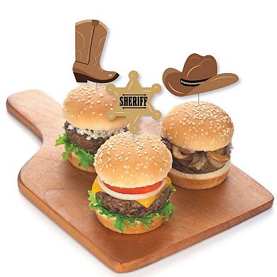 Big Dot Of Happiness Western Hoedown Cupcake Toppers Cowboy Party Clear Treat Picks 24 Ct