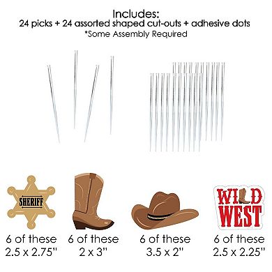 Big Dot Of Happiness Western Hoedown Cupcake Toppers Cowboy Party Clear Treat Picks 24 Ct