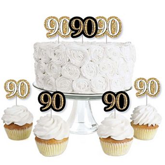 Big Dot Of Happiness Adult 90th Birthday Gold Dessert Cupcake Toppers Clear Treat Picks 24 ct