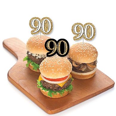Big Dot Of Happiness Adult 90th Birthday Gold Dessert Cupcake Toppers Clear Treat Picks 24 Ct