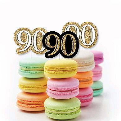 Big Dot Of Happiness Adult 90th Birthday Gold Dessert Cupcake Toppers Clear Treat Picks 24 Ct