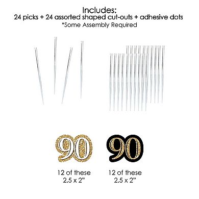 Big Dot Of Happiness Adult 90th Birthday Gold Dessert Cupcake Toppers Clear Treat Picks 24 Ct