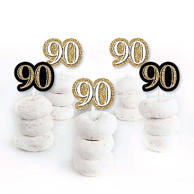 Big Dot Of Happiness Adult 90th Birthday Gold Dessert Cupcake Toppers Clear Treat Picks 24 Ct