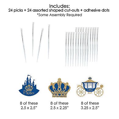 Big Dot Of Happiness Royal Prince Charming Cupcake Toppers Party Clear Treat Picks 24 Ct