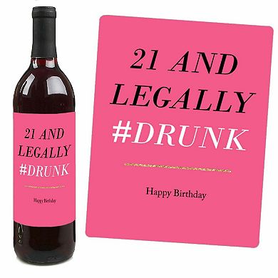 Big Dot Of Happiness Finally 21 Girl Birthday Gift For Women Wine Bottle Label Stickers 4 Ct