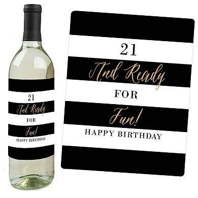 Big Dot Of Happiness Finally 21 Girl Birthday Gift For Women Wine Bottle Label Stickers 4 Ct