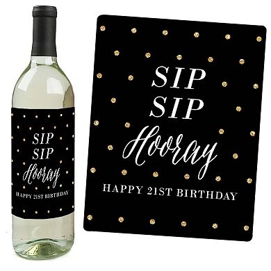Big Dot Of Happiness Finally 21 Girl Birthday Gift For Women Wine Bottle Label Stickers 4 Ct
