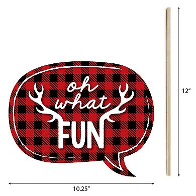 Big Dot Of Happiness Prancing Plaid Holiday - Buffalo Plaid Christmas Photo Booth Props 20 Ct