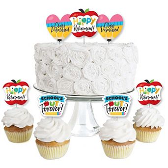 Big Dot Of Happiness Teacher Retirement Dessert Cupcake Toppers Party Clear Treat Picks 24 ct