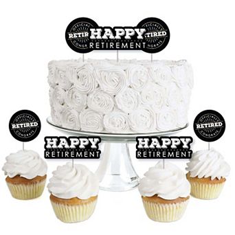 Big Dot Of Happiness Happy Retirement Dessert Cupcake Toppers Party Clear Treat Picks 24 ct