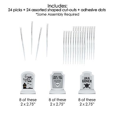 Big Dot Of Happiness Graveyard Tombstones - Cupcake Toppers Party Clear Treat Picks - 24 Ct