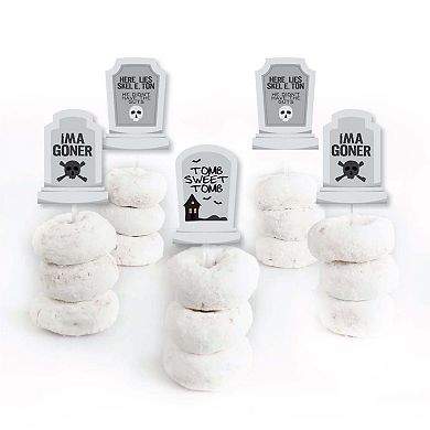 Big Dot Of Happiness Graveyard Tombstones - Cupcake Toppers Party Clear Treat Picks - 24 Ct