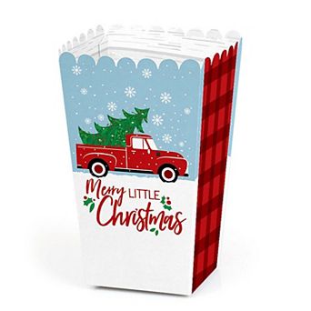 Big Dot Of Happiness Merry Little Christmas Tree - Red Truck Favor Popcorn Treat Boxes 12 ct