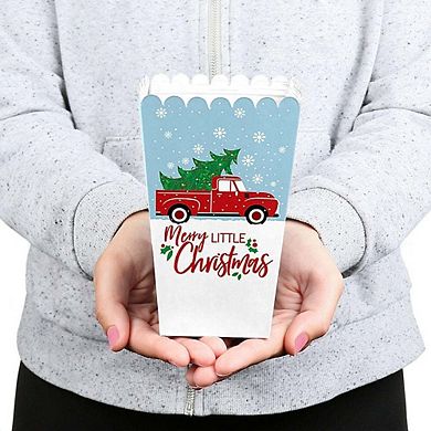 Big Dot Of Happiness Merry Little Christmas Tree - Red Truck Favor Popcorn Treat Boxes 12 Ct