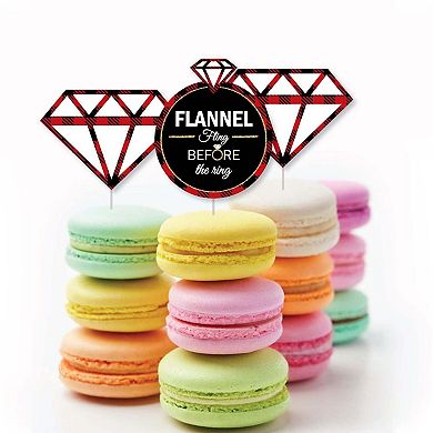 Big Dot Of Happiness Flannel Fling Before The Ring - Cupcake Toppers Clear Treat Picks 24 Ct