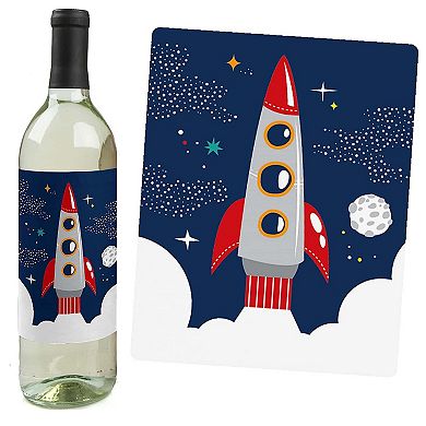 Big Dot Of Happiness Blast Off To Outer Space - Party Decor - Wine Bottle Label Stickers 4 Ct