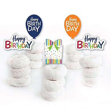 Big Dot Of Happiness Cheerful Happy Birthday Dessert Cupcake Toppers Clear Treat Picks 24 Ct