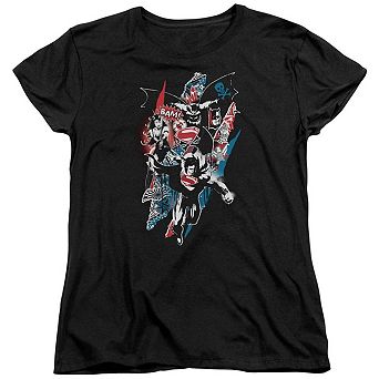Batman V Superman Ripped Trio 2 Short Sleeve Womens T-shirt