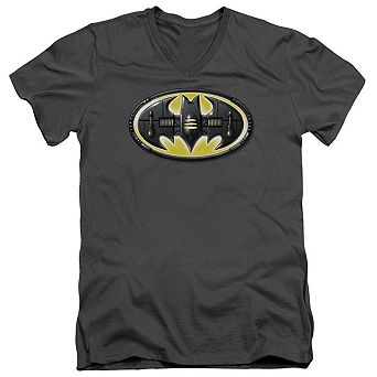 Batman Bat Mech Logo Short Sleeve Adult V Neck T-shirt