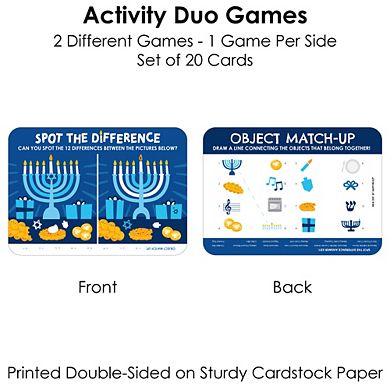 Big Dot Of Happiness Hanukkah Menorah - 2-in-1 Chanukah Holiday - Activity Duo Games - Set Of 20