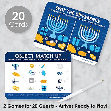 Big Dot Of Happiness Hanukkah Menorah - 2-in-1 Chanukah Holiday - Activity Duo Games - Set Of 20