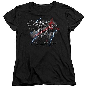 Batman V Superman Lightning V Heat Vision Short Sleeve Womens T-shirt