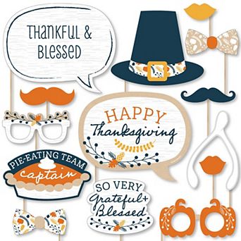 Big Dot Of Happiness Happy Thanksgiving - Fall Harvest Party Photo Booth Props Kit - 20 Count