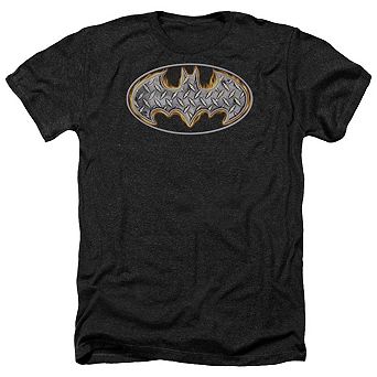 Batman Steel Fire Shield Adult Heather T-shirt