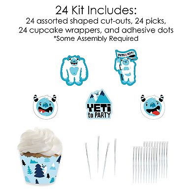 Big Dot Of Happiness Yeti To Party - Cupcake Decor - Cupcake Wrappers & Treat Picks Kit 24 Ct