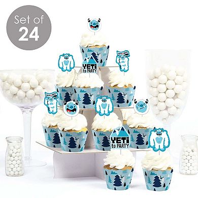 Big Dot Of Happiness Yeti To Party - Cupcake Decor - Cupcake Wrappers & Treat Picks Kit 24 Ct