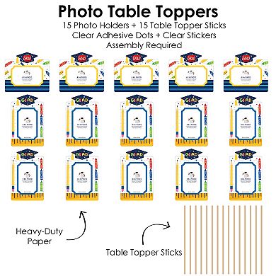 Big Dot Of Happiness Elementary Grad Picture Centerpiece Sticks Photo Table Toppers 15 Pc