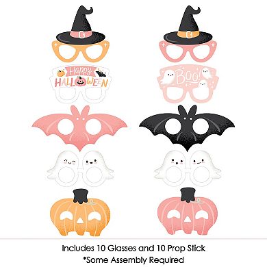 Big Dot Of Happiness Pastel Halloween Glasses And Masks - Paper Photo Booth Props Kit - 10 Count