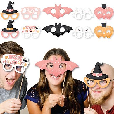 Big Dot Of Happiness Pastel Halloween Glasses And Masks - Paper Photo Booth Props Kit - 10 Count