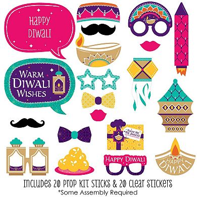 Big Dot Of Happiness Happy Diwali - Festival Of Lights Party Photo Booth Props Kit - 20 Count