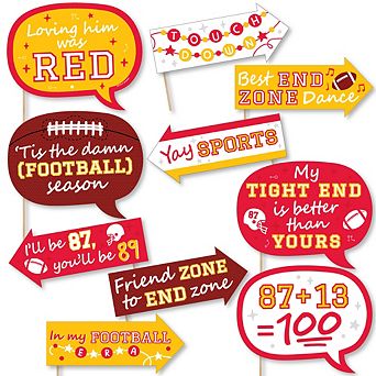 Big Dot Of Happiness Funny In My Football Era - Red And Gold Sports Photo Booth Props Kit - 10 pc
