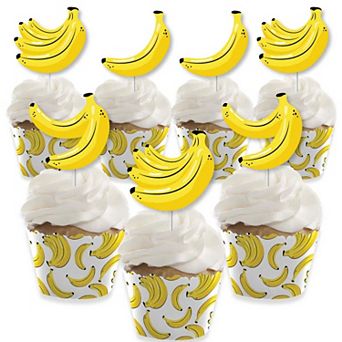 Big Dot Of Happiness Let's Go Bananas Decor - Cupcake Wrappers & Treat Picks Kit 24 ct