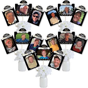 Big Dot Of Happiness Adult 60th Birthday Gold - Picture Centerpiece Photo Table Toppers 15 pc
