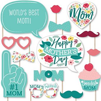 Big Dot Of Happiness Colorful Floral Happy Mother's Day - Mom Party Photo Booth Props 20 ct
