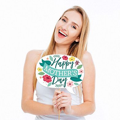 Big Dot Of Happiness Colorful Floral Happy Mother's Day - Mom Party Photo Booth Props 20 Ct