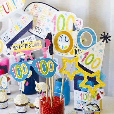 Big Dot Of Happiness Happy 100th Day Of School Glasses - Paper Party Photo Booth Props 10 Ct